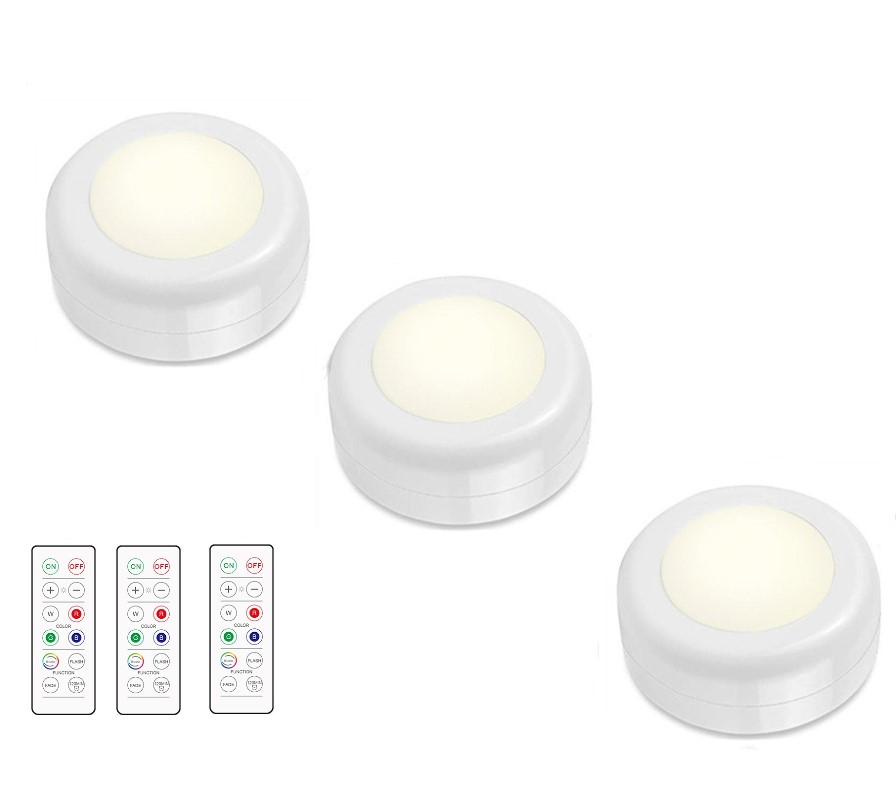 LED spotlight med fjernkontroll 3-pack