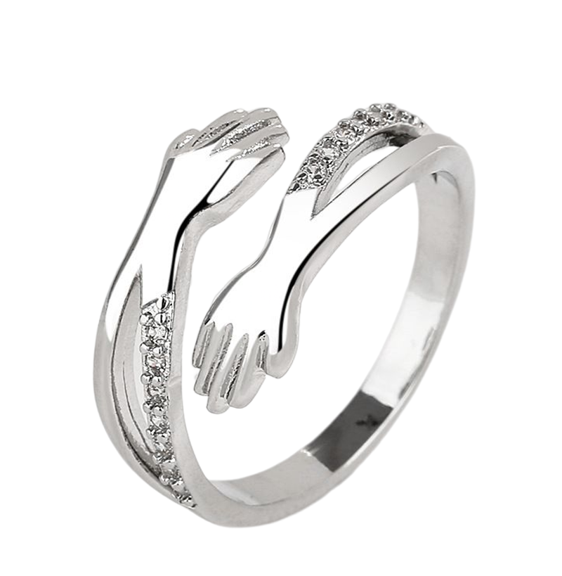 Klemring med klemmer og zirkonsteiner Sølv