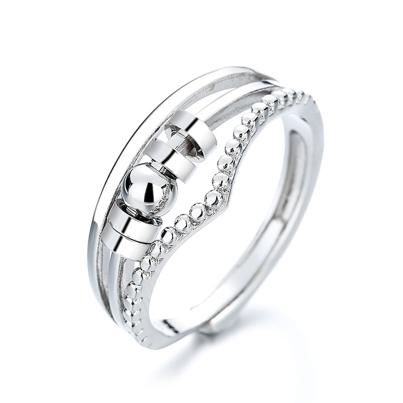 Bilde av Justerbar antistressring med roterbare perler Sølv