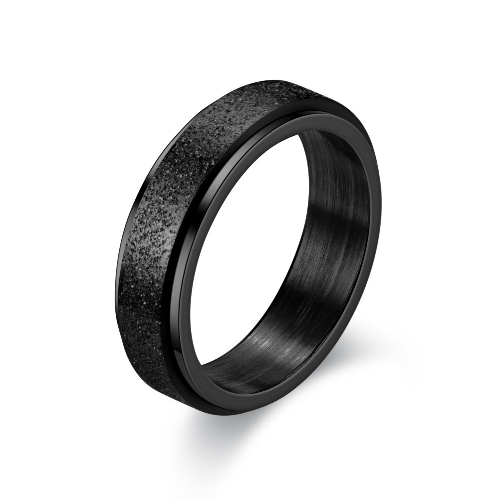 Antistressring i rustfritt stål med glatt design Sort