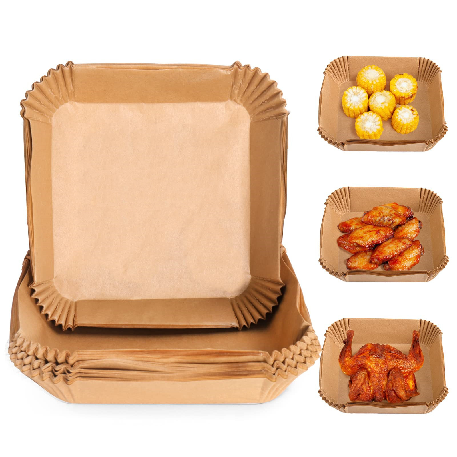 Engangsformer for Air Fryer frityrkoker 20x20 cm 100 stk. Nature