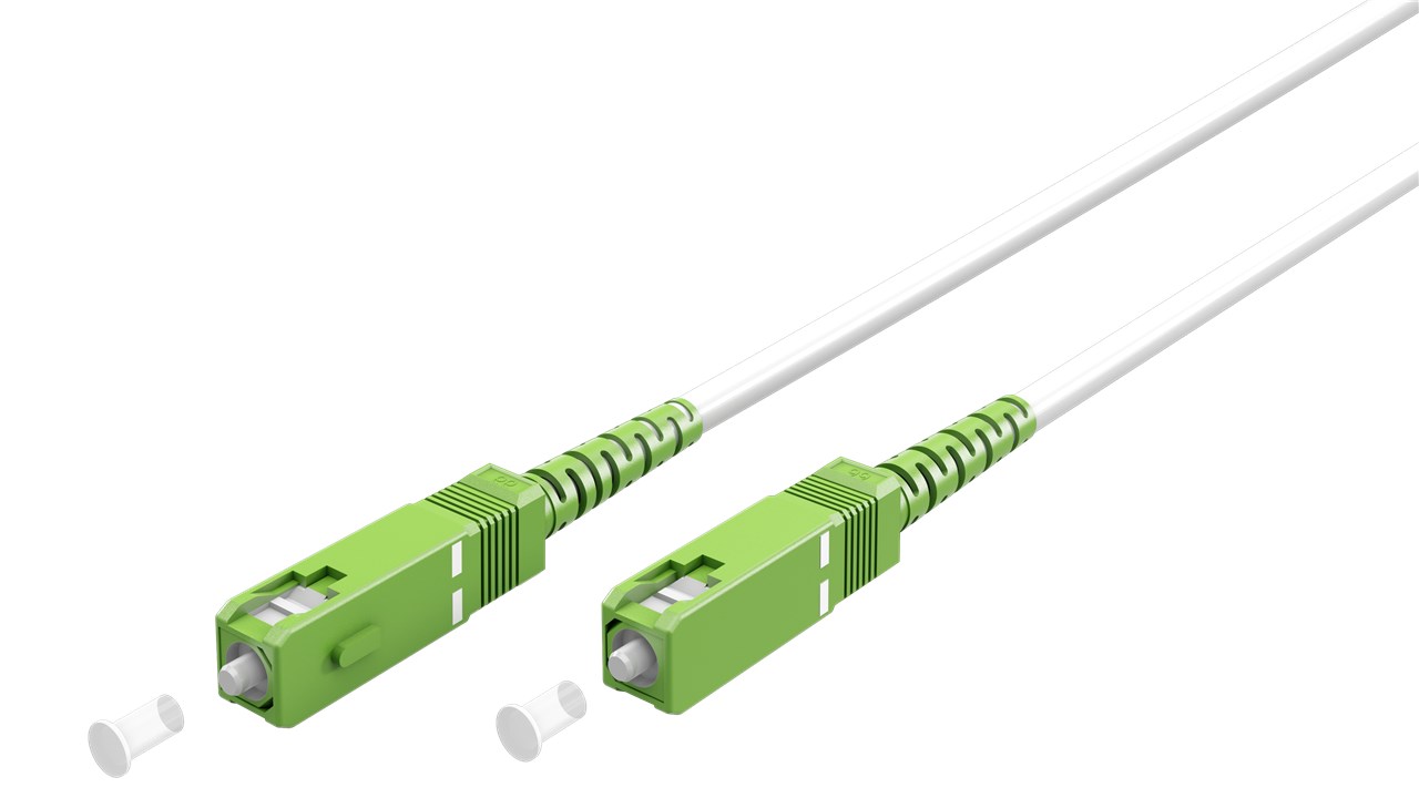 Fiberoptisk kabel (FTTH), Singlemode (OS2) White, vit (Simplex), 2 m
