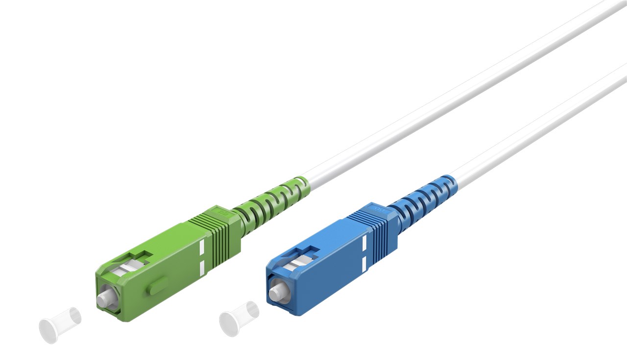 Fiberoptisk kabel (FTTH), Singlemode (OS2) White, vit (Simplex), 0,5 m