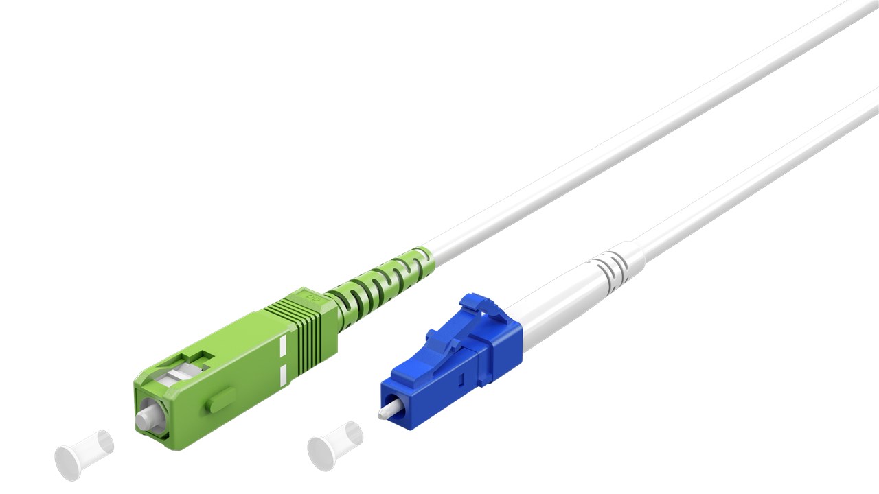 Fiberoptisk kabel (FTTH), Singlemode (OS2) White, vit (Simplex), 20 m