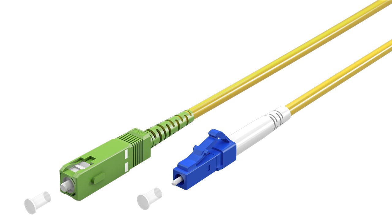 Fiberoptisk kabel (FTTH), Singlemode (OS2) Yellow, gul (Simplex), 3 m