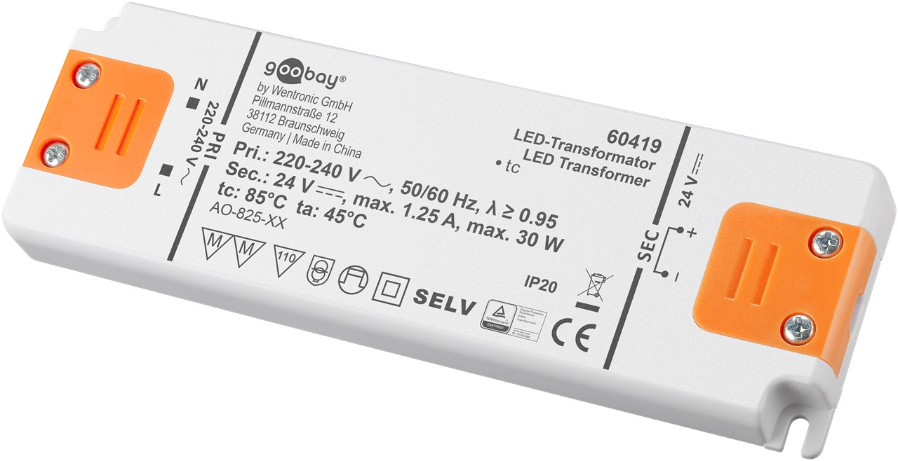 LED-transformator 24 V (DC) (DC), 30 W