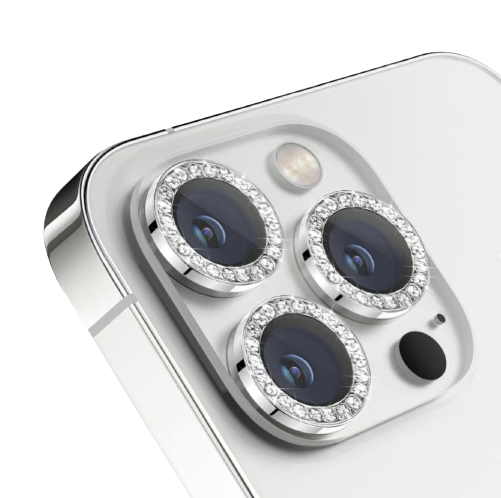 Kameraskydd med strass 2-pack Silver iPhone 13/13 Mini
