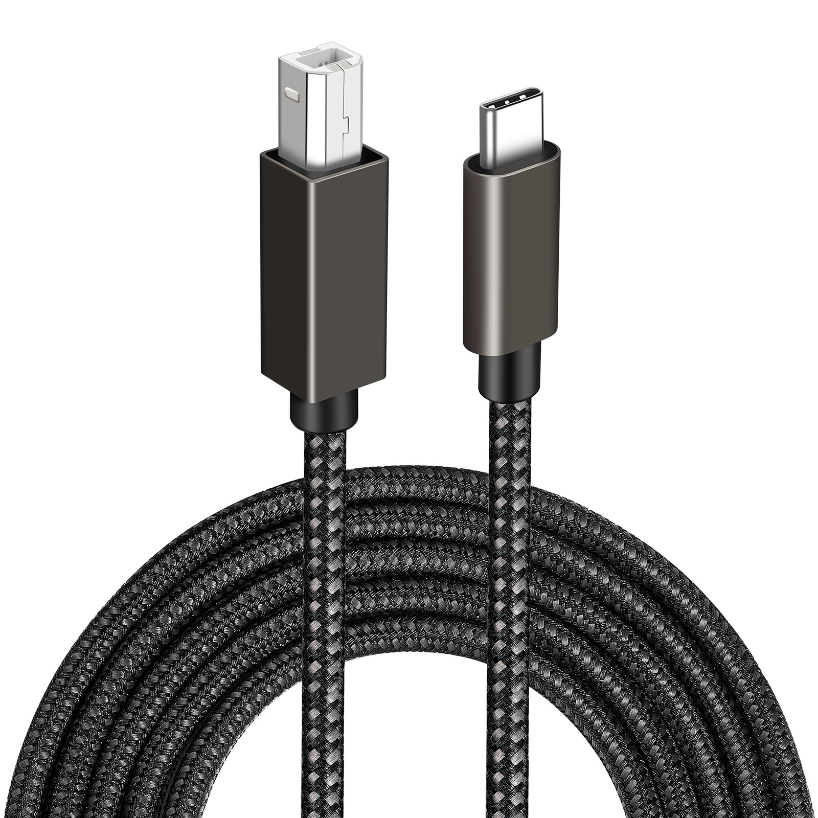 USB-B till USB-C skrivarkabel Black 2 m