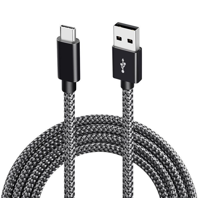USB 2.0 til USB C-kabel 3A hurtiglading Black 2 m