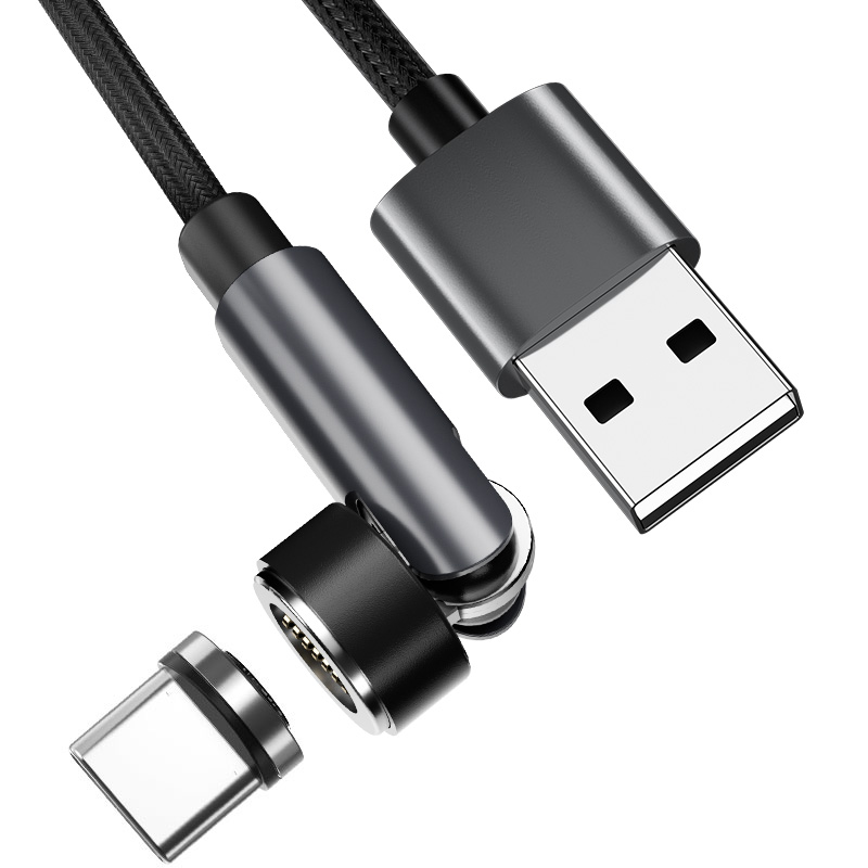 Magnetisk to meters USB C-ladekabel for hurtiglading, 3A Black