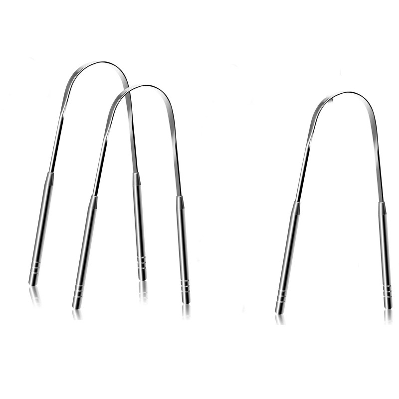 Tungeskrape rustfritt stål 3-pak Silver