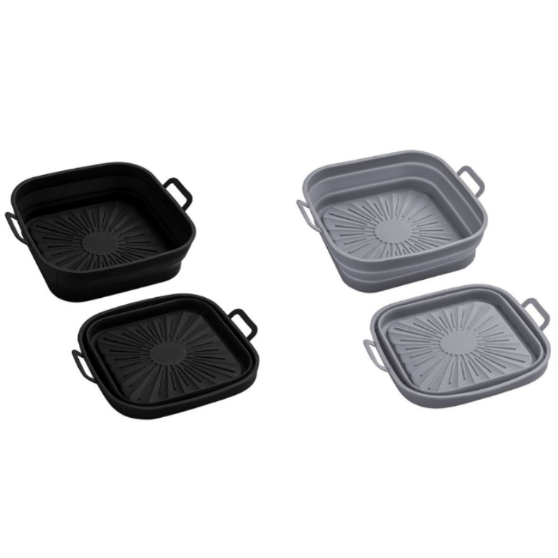 Hopfällbar Air Fryer Silikonform 17,5 cm 2-pack MultiColor