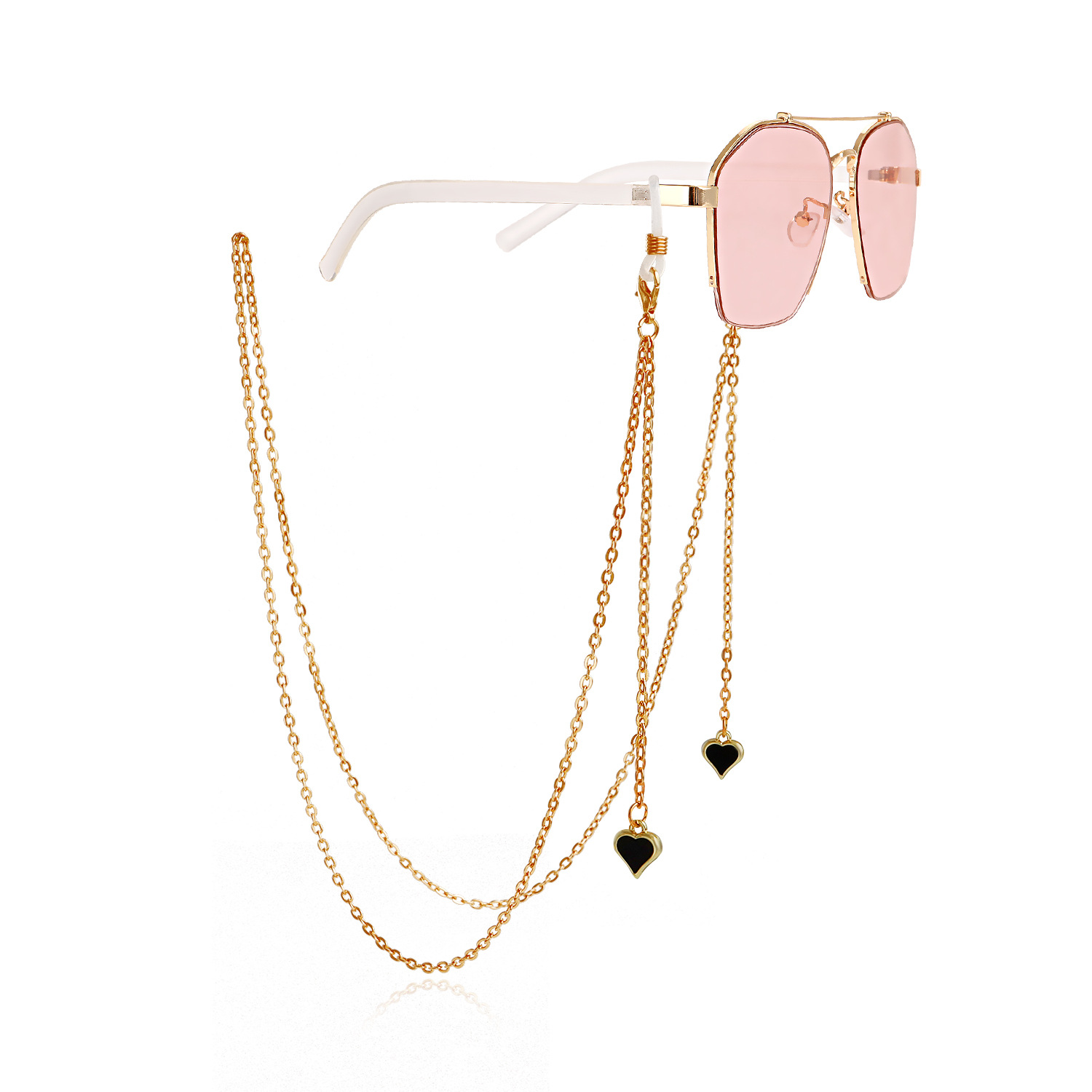 Hjärthänge Glasögon metallkedja Black