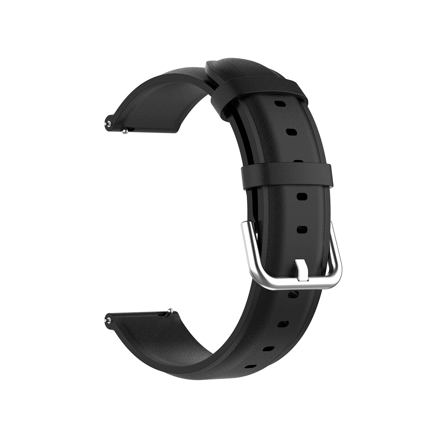 Klockarmband i Äkta Läder Black Samsung Galaxy Watch 5/5 Pro/4/4 Classic/3 41 mm, Huawei Watch GT3 42 mm/GT2 42 mm, Huami Amazfit GTR 4 Mini/3/2 Mini, Garmin Forerunner 245/245 Music 20 mm