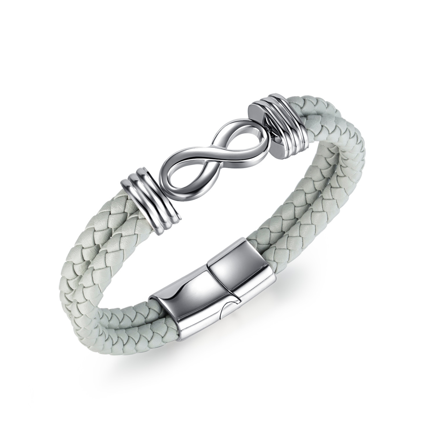 Vintage vävt läderarmband infinity charm