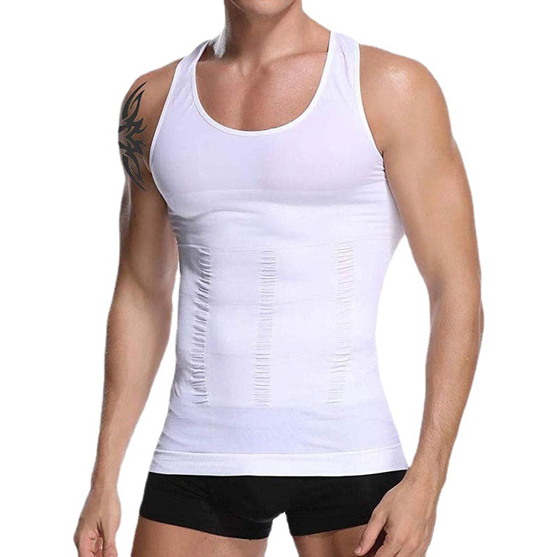 Tanktop muskelskjorte for menn treningsskjorte ermeløs skjorte White L