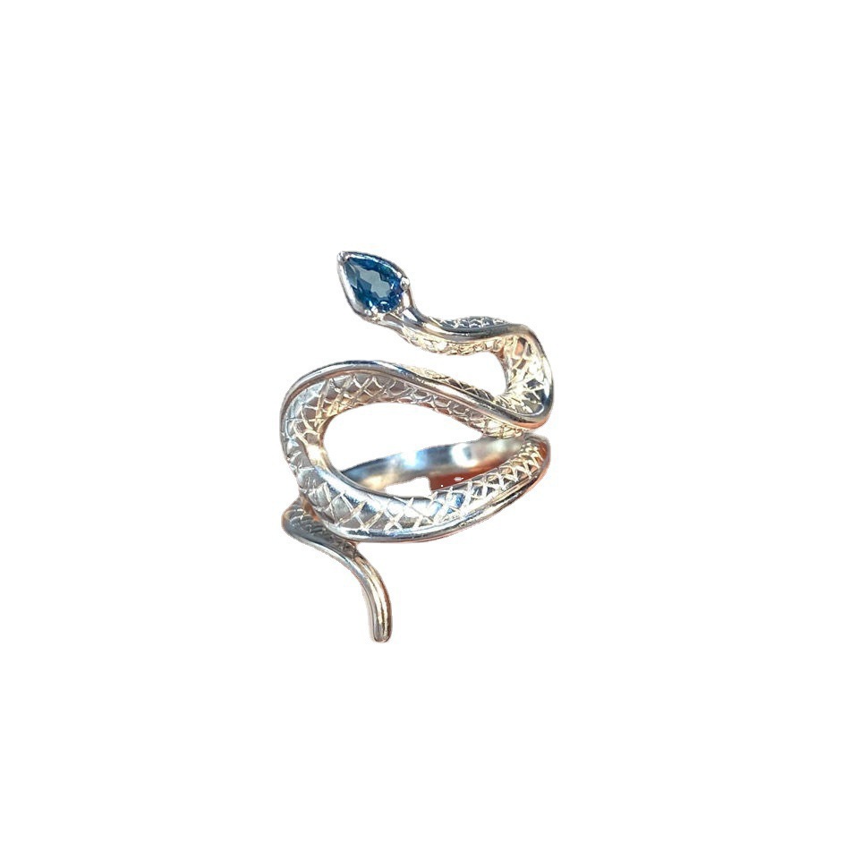 Justerbar Snake Rhinestone Ring Hvitt gull