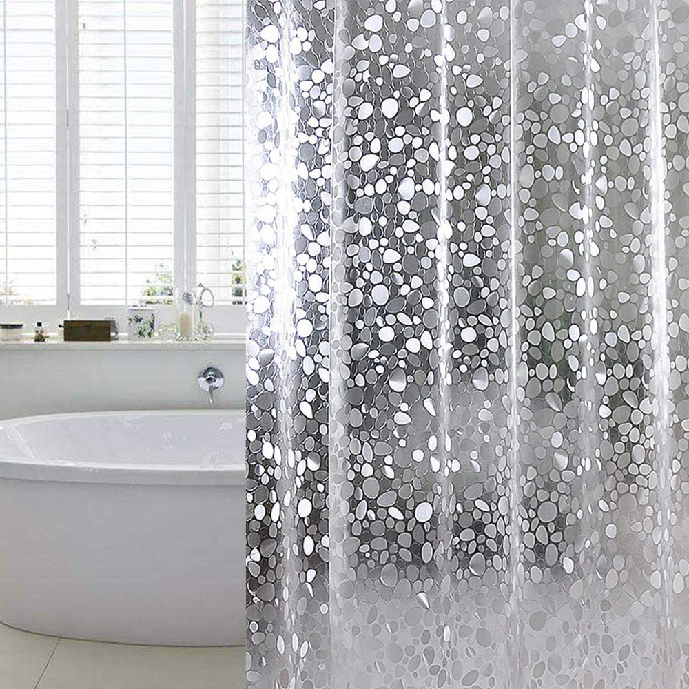 Duschdraperi med småstensmönster Transparent 2 x 1.8 m