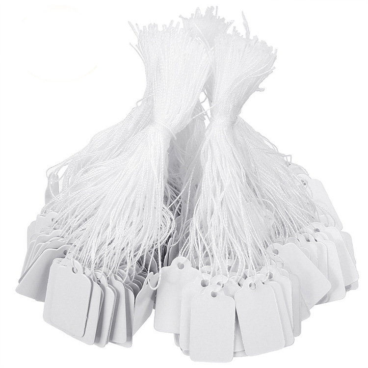 100-pack pappersetiketter / prislappar med snöre White 3.5 x 2.2 cm