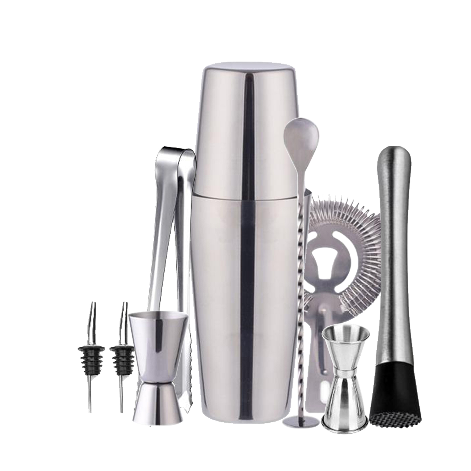10 delar cocktailset, barset, shaker 750 ml - Rostfritt stål Silver | CDON