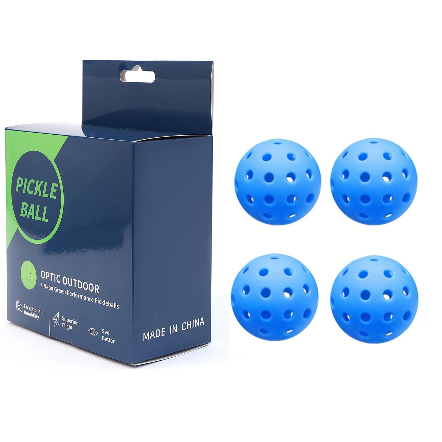 40-håls pickleballs för utomhusträning 4-pack