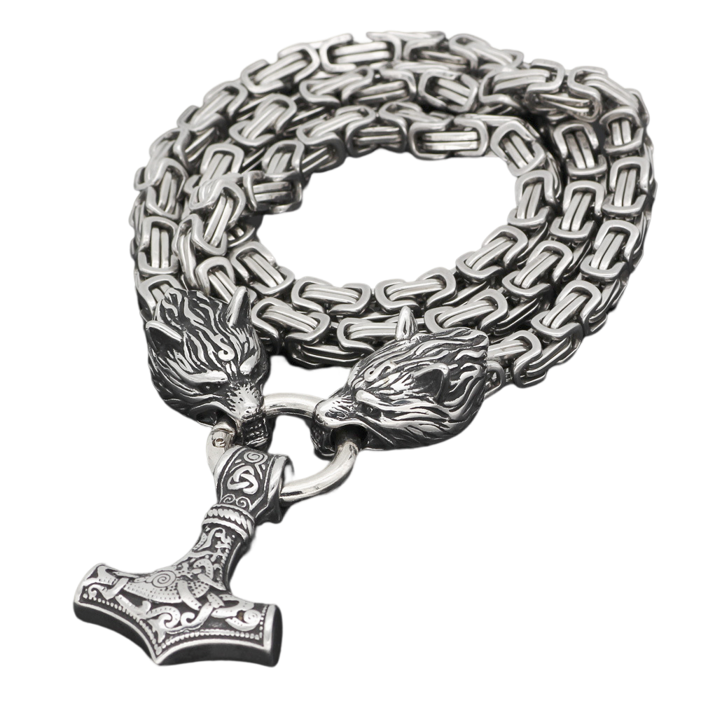 Vikingasmycken Thors hammare med läderhalsband Silver 90 cm