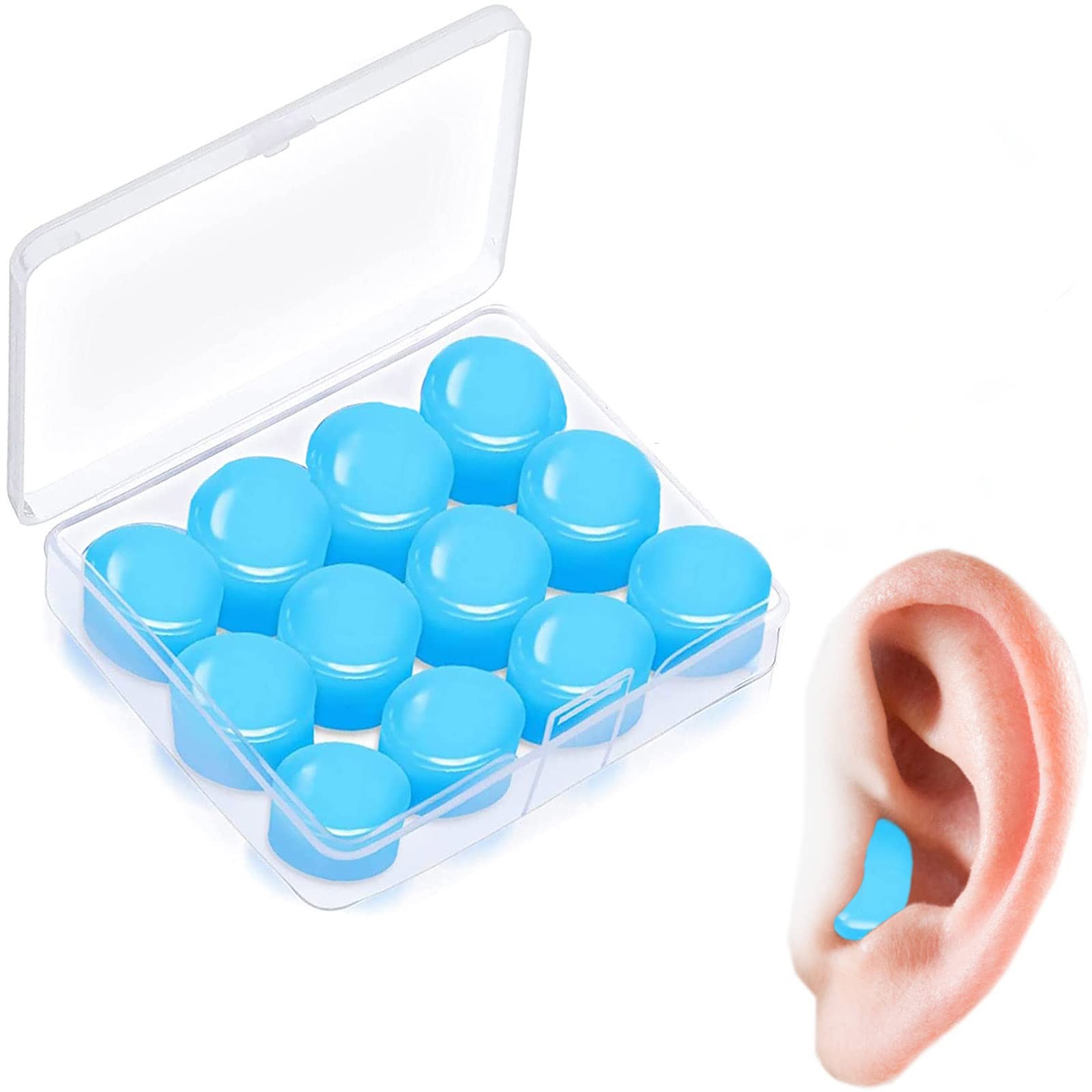 12-pakning med lydisolerende silikon-ørepropper Blue