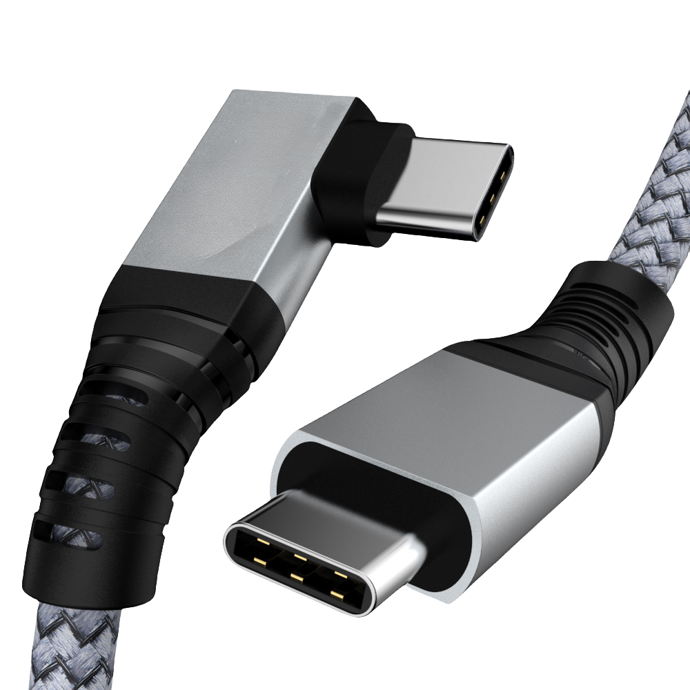 240W 90-graders rettvinklet hode GEN 2 USB 3.2-kabel USB-C hannkabel 20 Gbps MultiColor 2 m