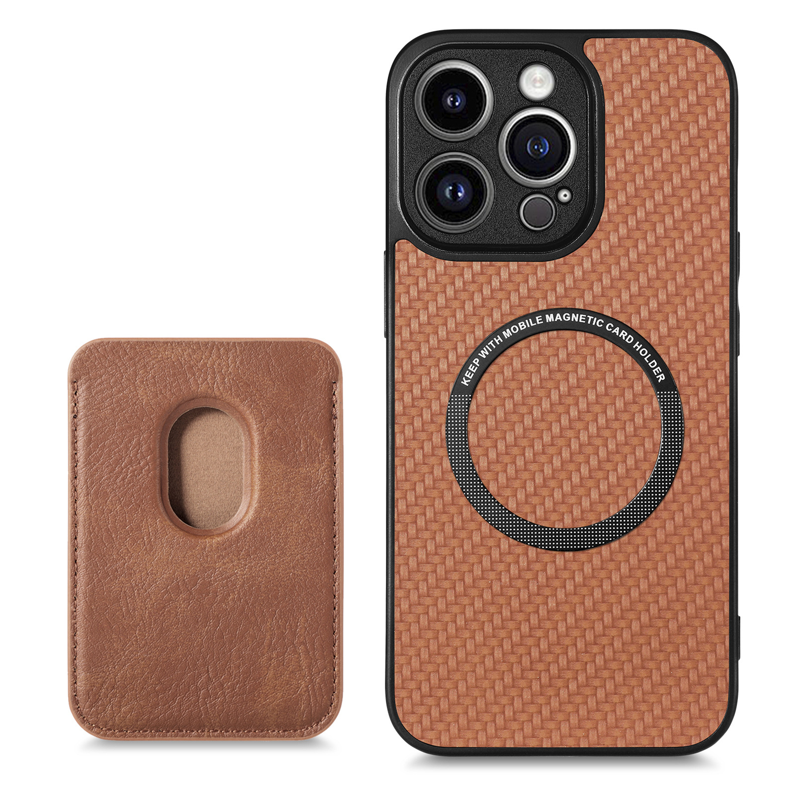 Magnetiskt telefonskal med stöd för kreditkortshållare MagSafe Brown iPhone 14 Pro Max