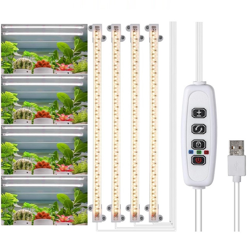 Plantebelysning for innendørs planter, med fullt spekter og tidskontroll White