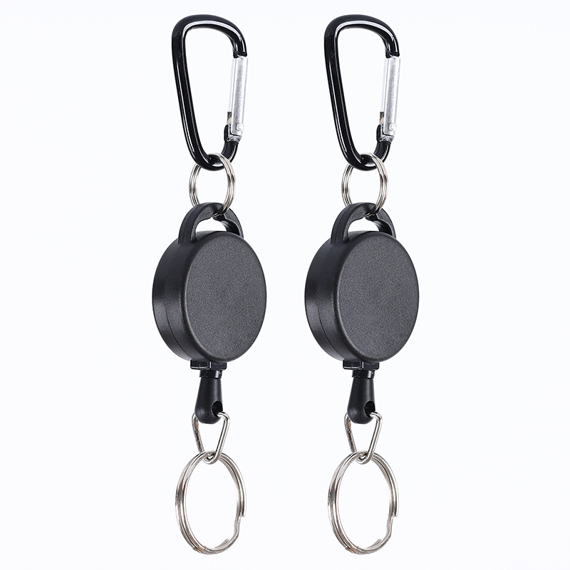 Utdragbar nyckelring med karbinhake 2-pack