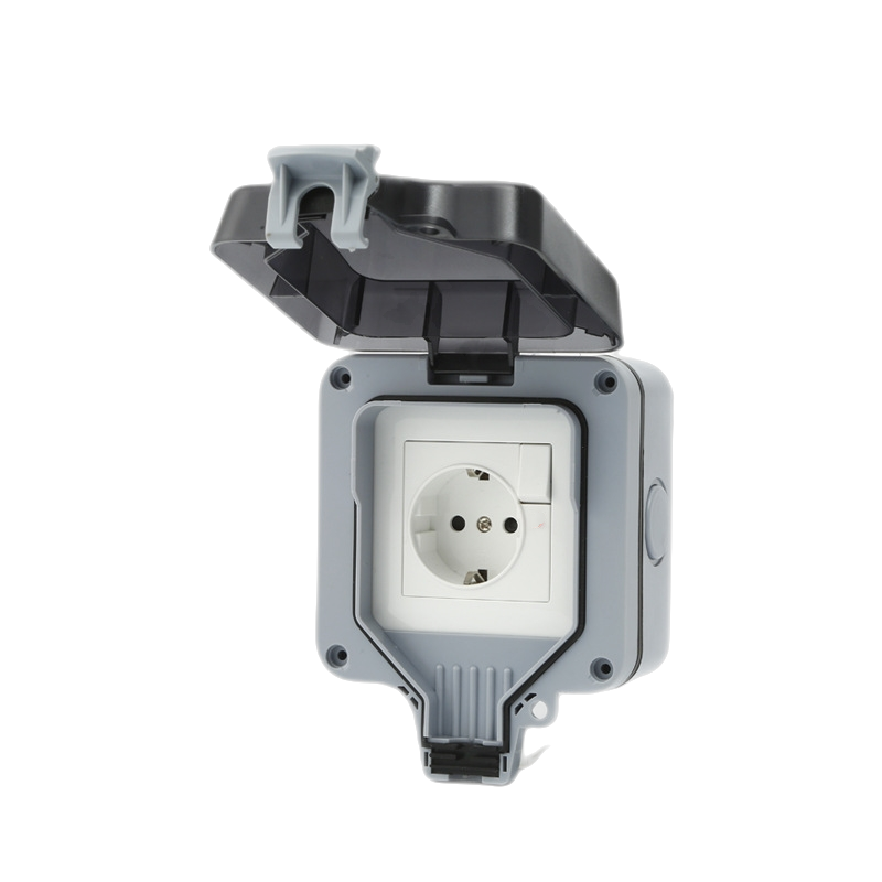 Utendørs strømuttak (IP66) med bryter og indikatorlys Grey