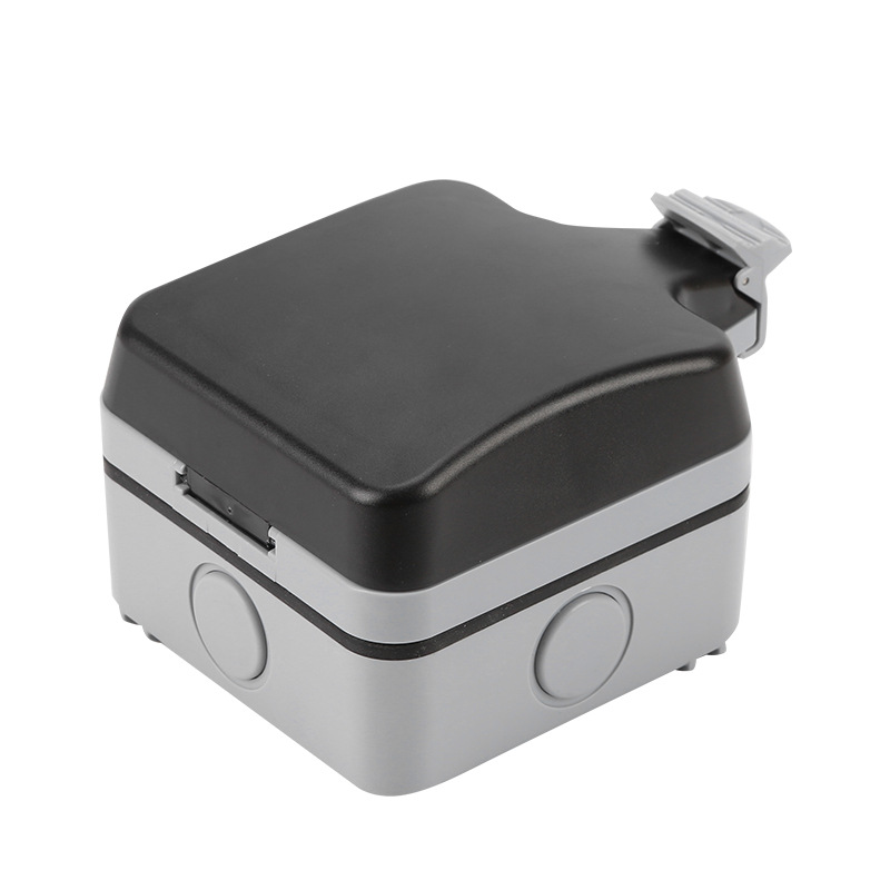 Vanntett stikkontaktboks med lokk og deksel Gray