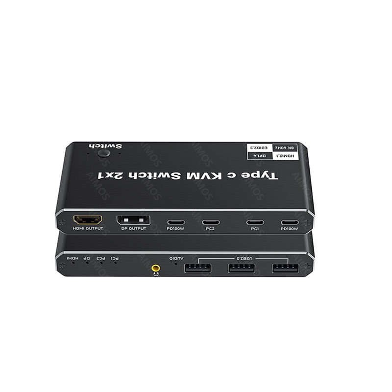 2 in 1 ut USB-C KVM-switch 8K@60Hz 4K@120Hz, 2 ports USB-C switch
