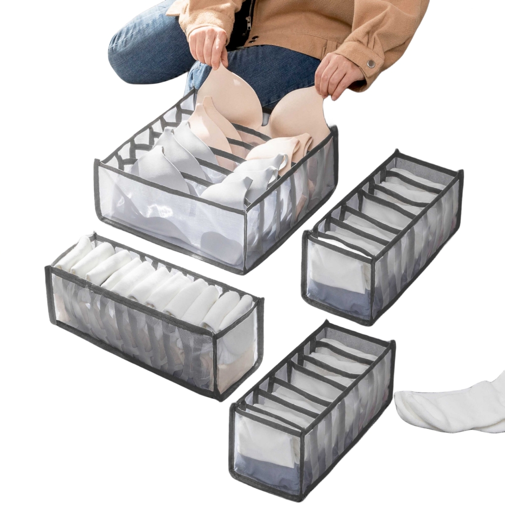 Vikbar Klädlåda Organizer för Underkläder BH Strumpor 4-Pack