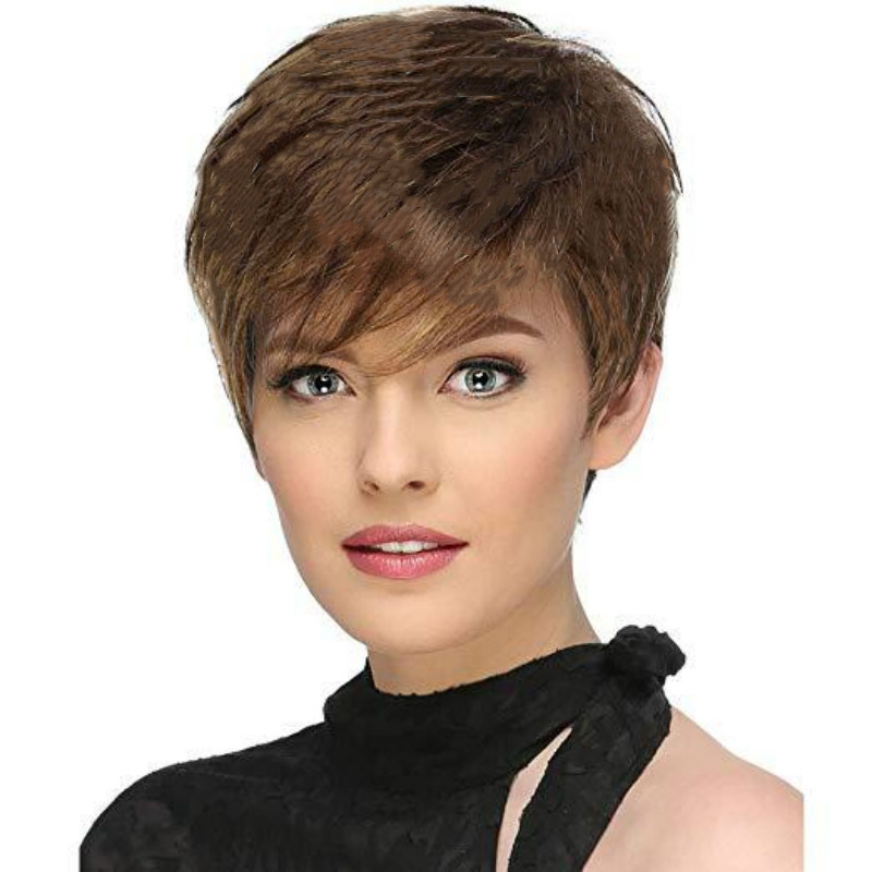 Chic kort peruk för kvinnor - superlätt och andas Mixed Brown Model 4