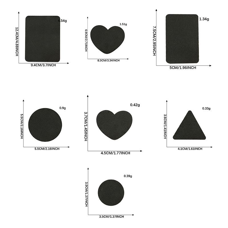 7-delt selvklebende stoffreparasjonssett Black