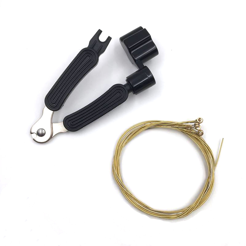 Gitarrsträngar med strängrullare, skärare och stiftavdragare Yellow