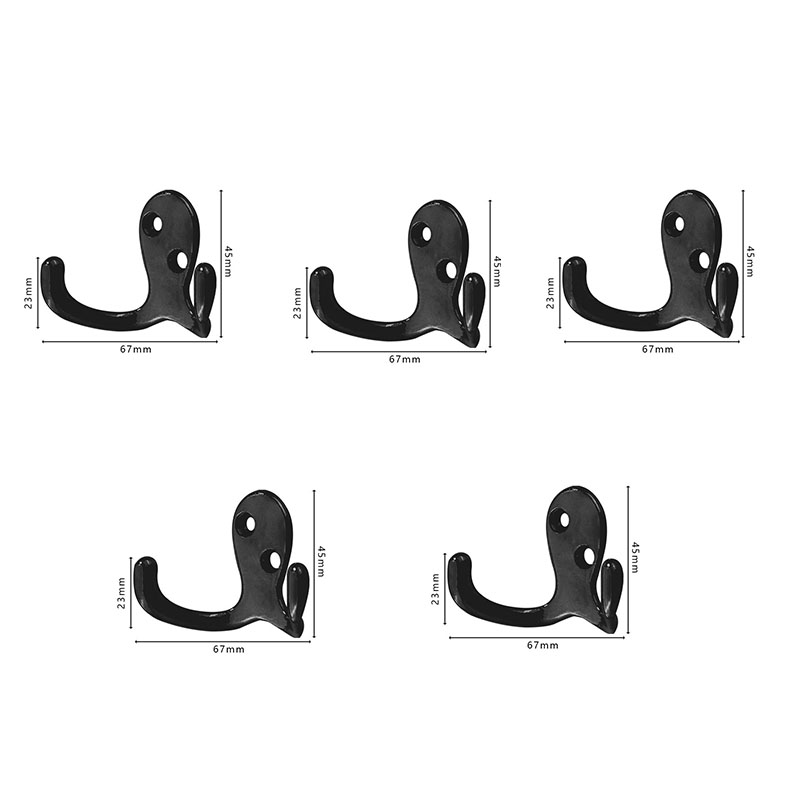 Klädkrokar i zinklegering (5-pack) Black