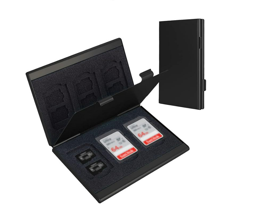 Premium minnekortveske i aluminium Black