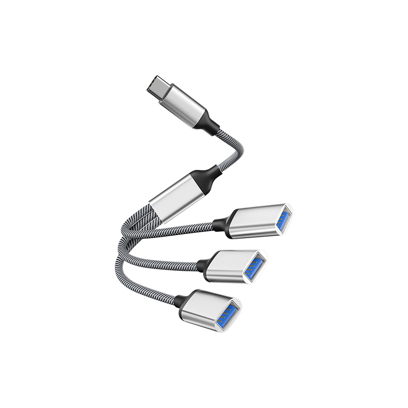 Typ-C till 3-portars USB-hubb splitteradapter Silver
