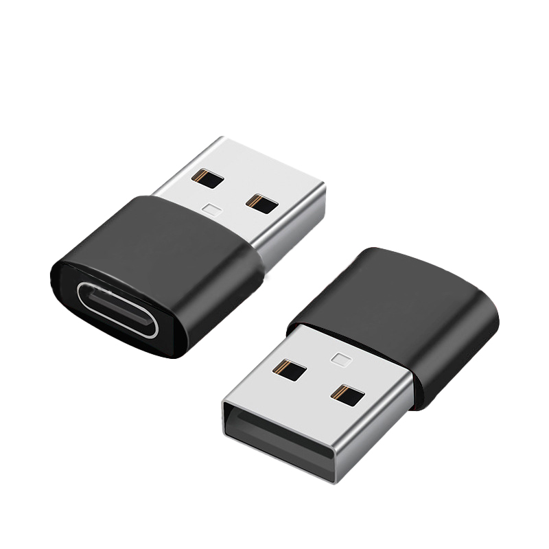 USB C- til USB-adapter for dataoverføring og lading, 2 stk. Black