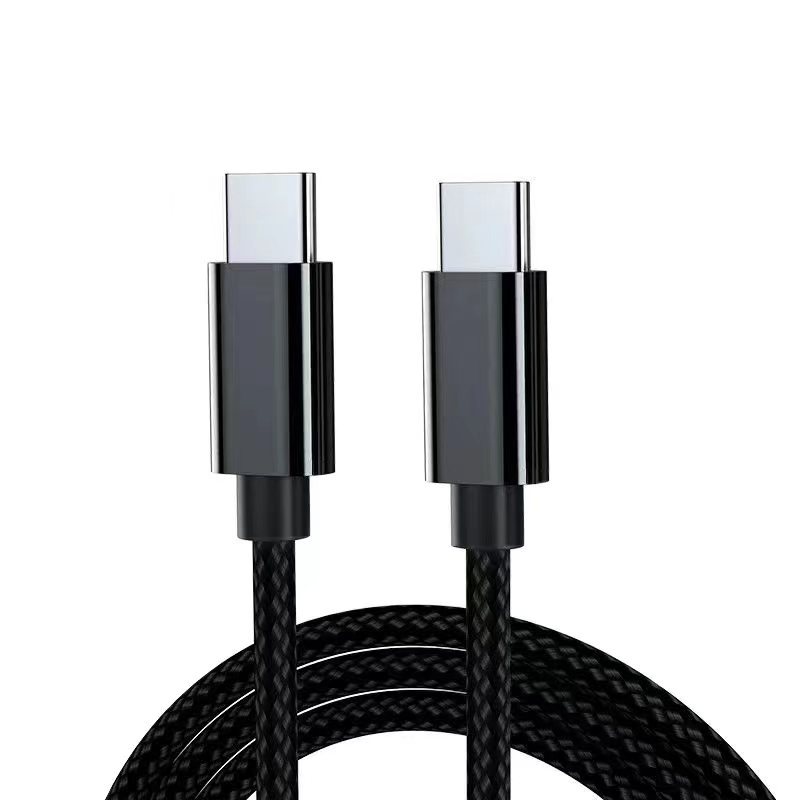 2 m USB C til C-kabel, 2-pakning Black