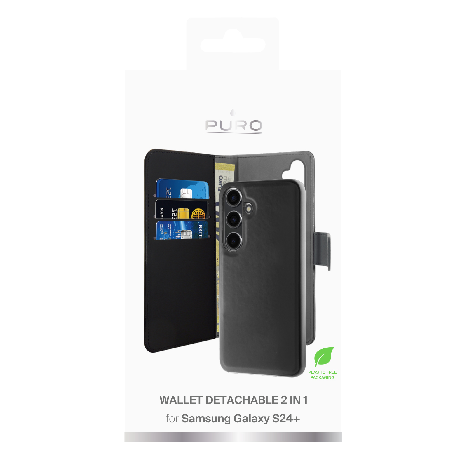 Samsung Galaxy S24+ wallet, detachable, black