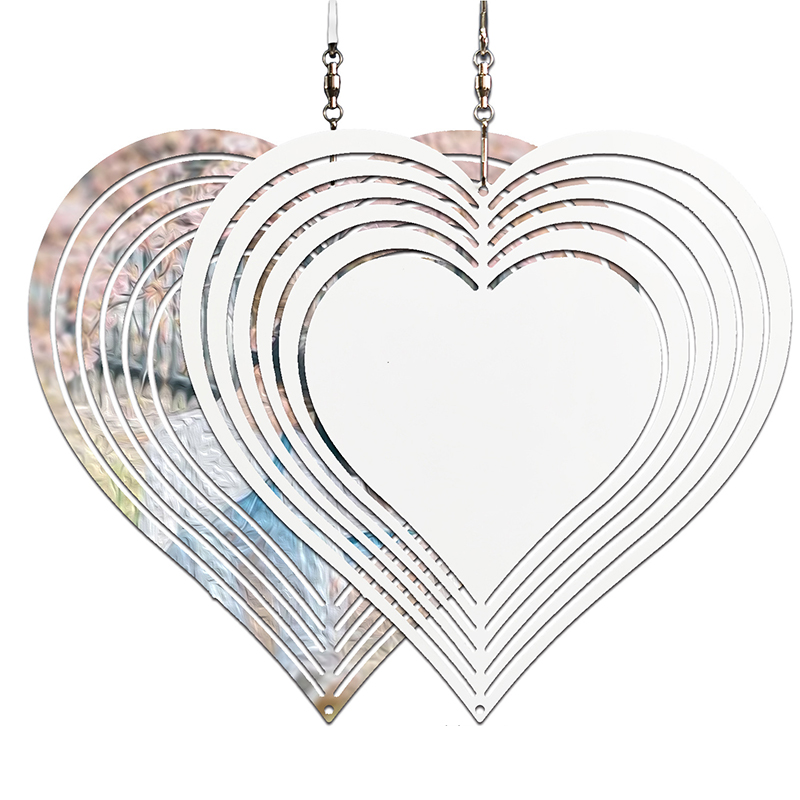 3D Kinetisk Vindspinner Hjerte, 25cm x 25cm, Rustfritt Stål