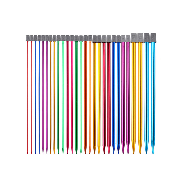 Sett med 14 par fargerike strikkepinner, 35 cm