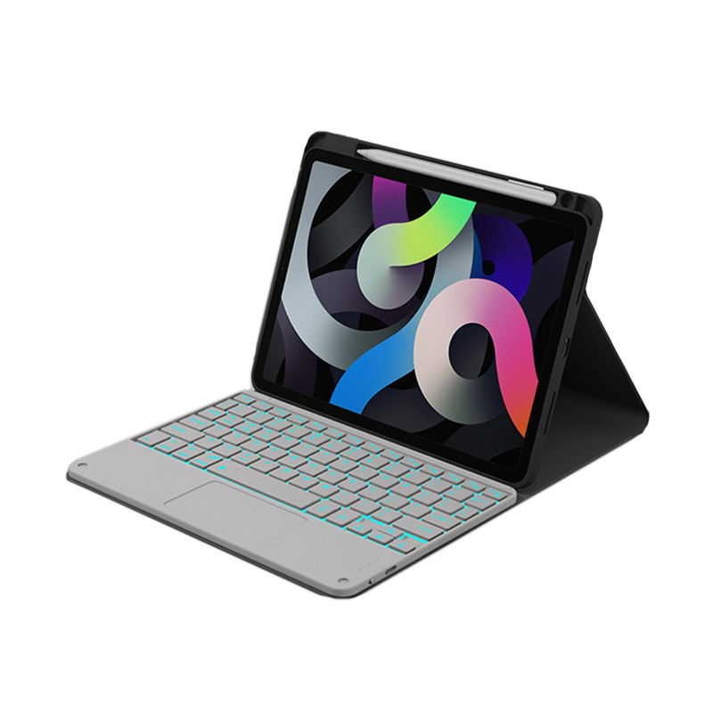 Tabletfodral med bakgrundsbelyst tangentbord och pekplatta, kompatibelt med iPad Air 2 Black&White iPad 10 10.9 Inches