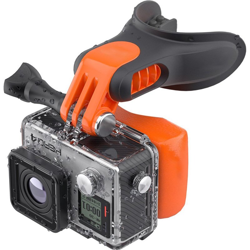 Surf Mouth Mount for GoPro med flyteblokk og snor - svart/oransje