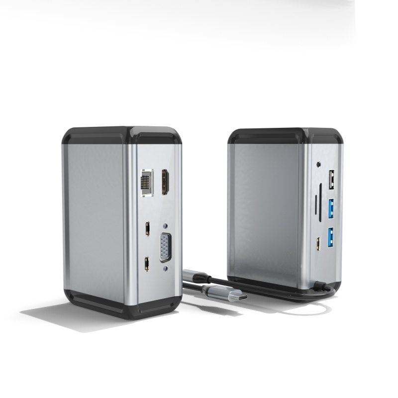 12-i-1 USB-C-hubbadapter med HDMI, VGA, Ethernet och mer