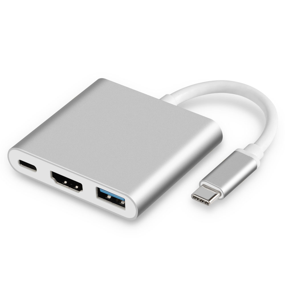 3-i-1 USB-C-hub med HDMI, USB 3.0 og PD-lading